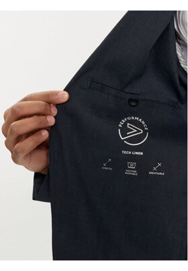 BOSS - Boss Marynarka P-Hanry-WG-241 50514612 Granatowy Slim Fit. Kolor: niebieski. Materiał: wiskoza, len