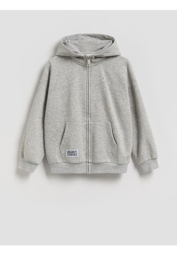 Reserved - Rozpinana bluza oversize - jasnoszary. Kolor: szary. Materiał: dzianina, bawełna