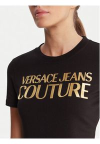 Versace Jeans Couture T-Shirt 79HAHT02 CJ03T Czarny Regular Fit. Kolor: czarny. Materiał: bawełna