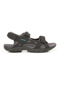 Regatta - Damskie lekkie sandały Haris. Zapięcie: rzepy. Kolor: szary. Materiał: poliester. Sport: turystyka piesza