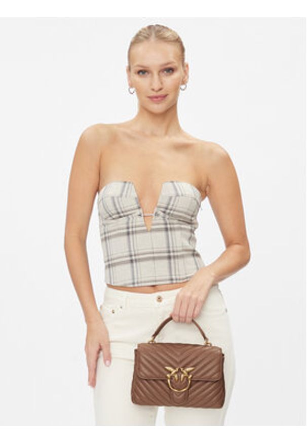 Pinko Torebka Love Lady Puff Mini Cl AI 23-24 PLTT 100044 A0GK Brązowy. Kolor: brązowy. Materiał: skórzane