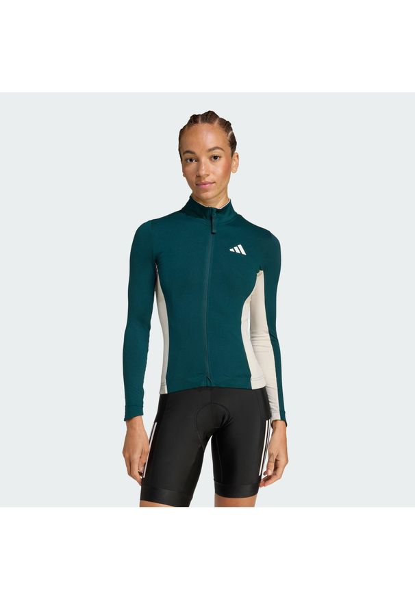 Adidas - Koszulka z długim rękawem do jazdy na rowerze Tempo 3-Stripes. Kolor: szary, wielokolorowy, zielony. Długość rękawa: długi rękaw. Długość: długie. Sport: kolarstwo