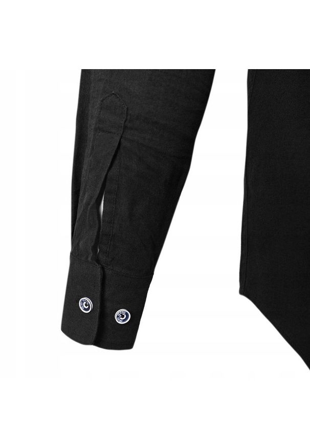 Koszula Weekendowa o Prostym Kroju - Pako Jeans - Len z Bawełmną, Czarna. Okazja: na co dzień. Kolor: czarny. Materiał: bawełna, len. Styl: casual