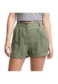 Spodenki turystyczne damskie Superdry Studios Cupro. Kolor: zielony. Materiał: wiskoza. Długość: krótkie