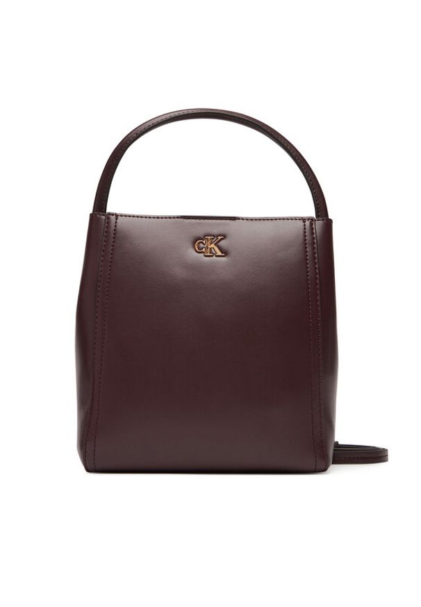Calvin Klein Torebka Ck Bucket With Strap LV04F3174G Bordowy. Kolor: czerwony. Materiał: skórzane