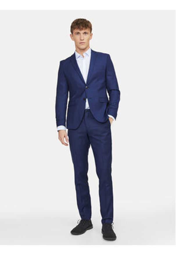 Jack & Jones Marynarka Solaris 12141107 Niebieski Slim Fit. Kolor: niebieski. Materiał: syntetyk