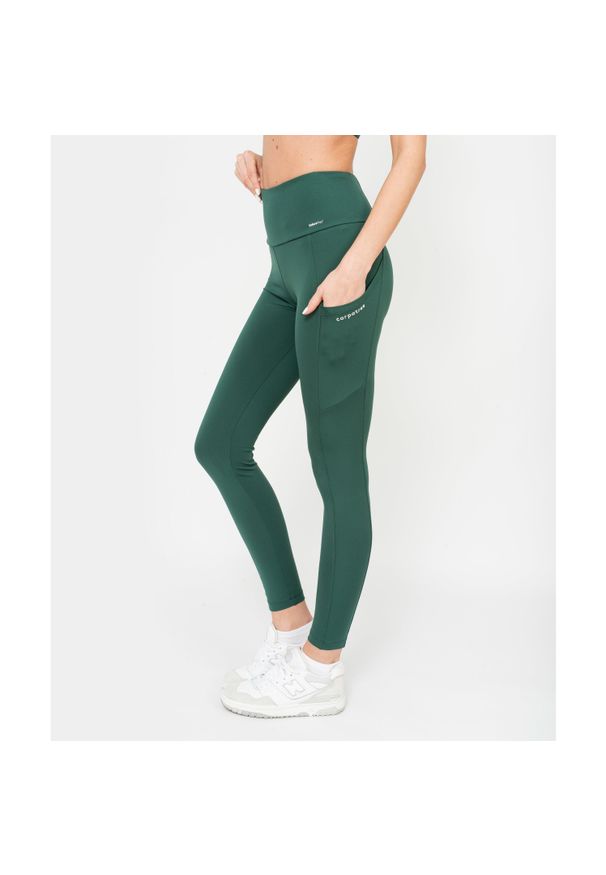 Legginsy z kieszeniami Carpatree Libra zielone. Stan: podwyższony. Kolor: zielony. Materiał: materiał