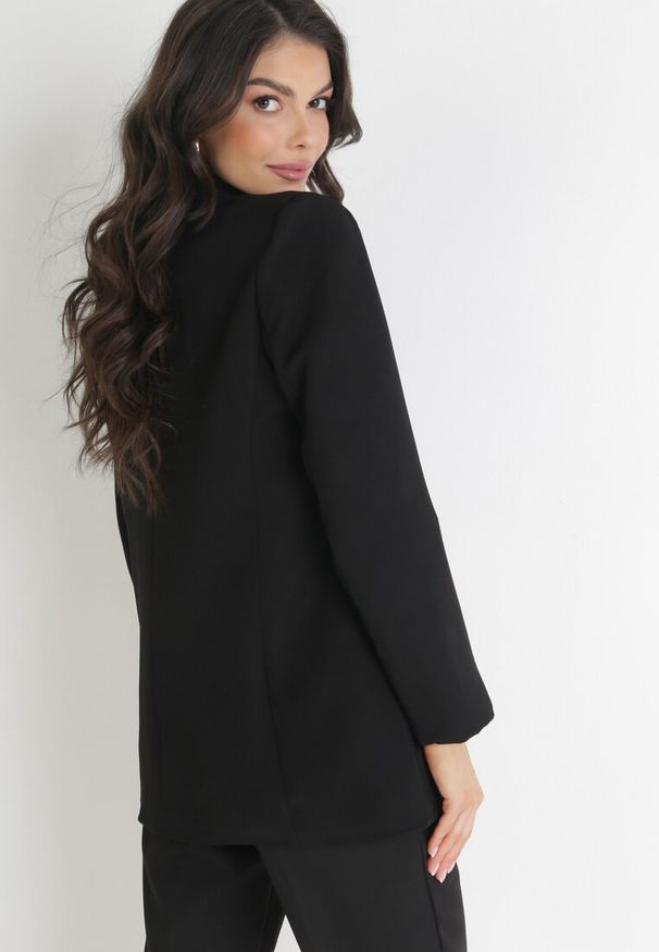 Born2be - Czarna Marynarka Dwurzędowa Mangane. Kolor: czarny. Styl: klasyczny, elegancki