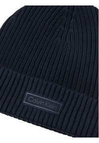 Calvin Klein Czapka Patch Chunky Rib Cotton Beanie LV04D8053G Granatowy. Kolor: niebieski. Materiał: bawełna #2