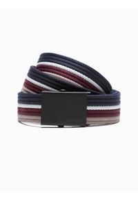 Ombre Clothing - Pasek męski parciany - granatowy V1. Kolor: niebieski #3