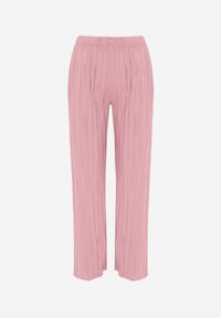 Born2be - Różowe Szerokie Spodnie z Wysokim Stanem ze Zwiewnej Tkaniny z Plisami Galiris. Okazja: do pracy, na co dzień, na spotkanie biznesowe. Stan: podwyższony. Kolor: różowy. Materiał: tkanina. Długość: długie. Styl: elegancki, biznesowy, casual #5