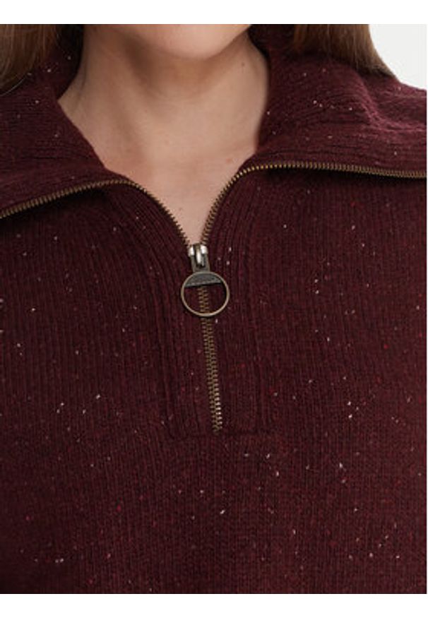 Barbour Sweter LKN1579RE88 Bordowy Regular Fit. Kolor: czerwony. Materiał: wełna, syntetyk
