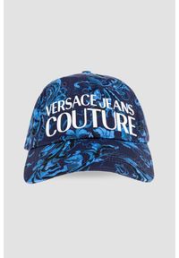 Versace Jeans Couture - VERSACE JEANS COUTURE Granatowa bawełniana czapka z daszkiem The Middle. Kolor: niebieski. Materiał: bawełna. Styl: elegancki