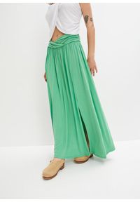 bonprix - Długa spódnica z ozdobnym elementem. Kolor: zielony. Długość: długie