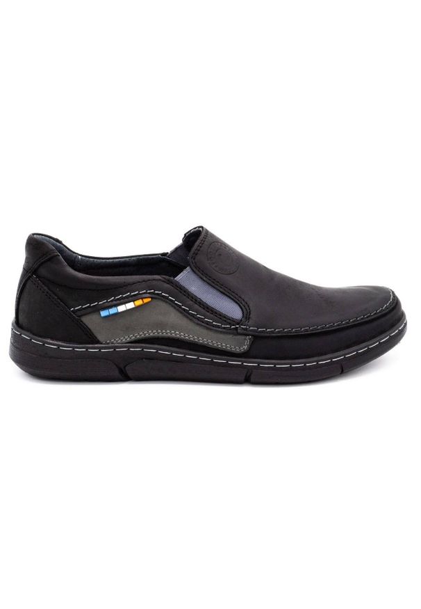 Olivier Buty męskie slip-on 283GT czarne. Zapięcie: bez zapięcia. Kolor: czarny. Materiał: skóra, jeans. Sezon: jesień, wiosna. Styl: sportowy