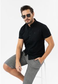 Volcano - Koszula z lnem, Regular Fit, C-LIN. Typ kołnierza: button down. Materiał: len. Długość rękawa: krótki rękaw. Długość: krótkie #1