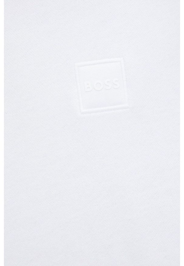 BOSS bluza bawełniana BOSS CASUAL męska kolor biały gładka. Okazja: na co dzień. Kolor: biały. Materiał: bawełna. Wzór: gładki. Styl: casual