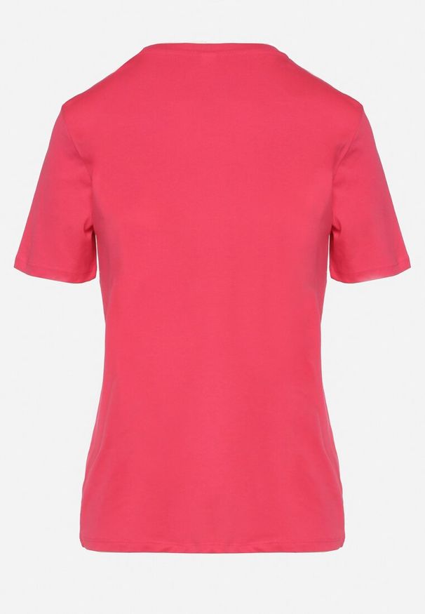 Born2be - Różowy Bawełniany T-shirt o Klasycznym Fasonie Hebea. Kolor: różowy. Materiał: bawełna. Styl: klasyczny