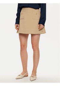 TOMMY HILFIGER - Tommy Hilfiger Spódnica mini WW0WW44994 Beżowy Regular Fit. Kolor: beżowy. Materiał: syntetyk #1