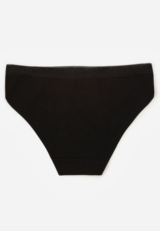 Renee - Czarne Majtki Figi z Bawełny z Napisem Love Adririn. Kolor: czarny. Materiał: bawełna. Wzór: napisy