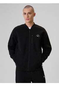 4f - 4F Bluza bomberka regular męska - czarna XXL. Okazja: na co dzień. Kolor: czarny. Materiał: materiał, bawełna, dzianina. Styl: sportowy, casual #1
