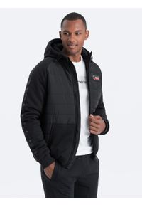 Ombre Clothing - Kurtka męska z łączonych tkanin - czarna V1. Kolor: czarny. Materiał: tkanina. Styl: sportowy #10