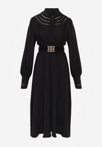 Renee - Czarna Sukienka Elothoe. Okazja: na randkę. Typ kołnierza: kołnierzyk stójkowy. Kolor: czarny. Materiał: koronka. Długość rękawa: długi rękaw. Styl: vintage. Długość: maxi #5