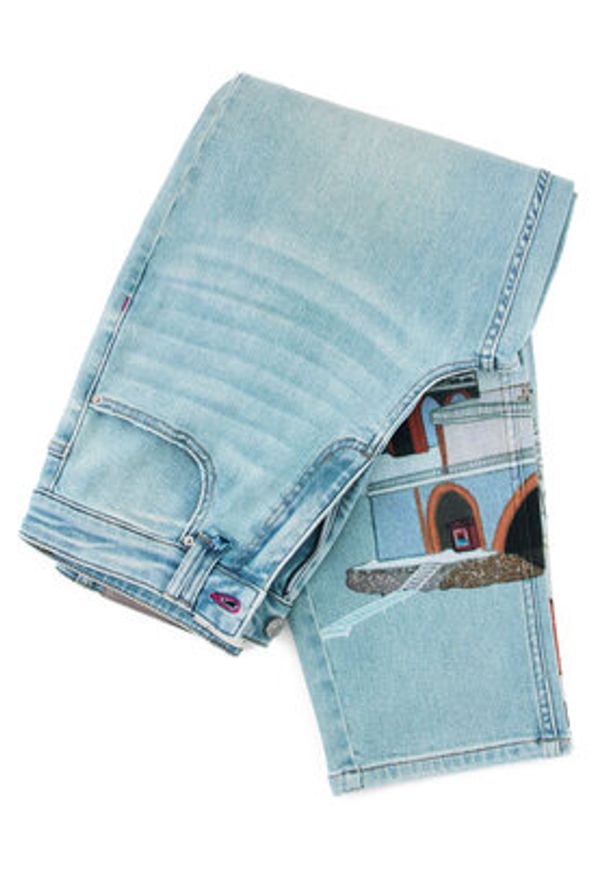 Desigual Jeansy Amalfi 26SWDD01 Kolorowy Tapered Fit. Wzór: kolorowy