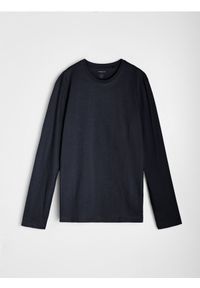 Sinsay - Bawełniana koszulka z długimi rękawami - granatowy. Kolor: niebieski. Materiał: bawełna. Długość rękawa: długi rękaw. Długość: długie