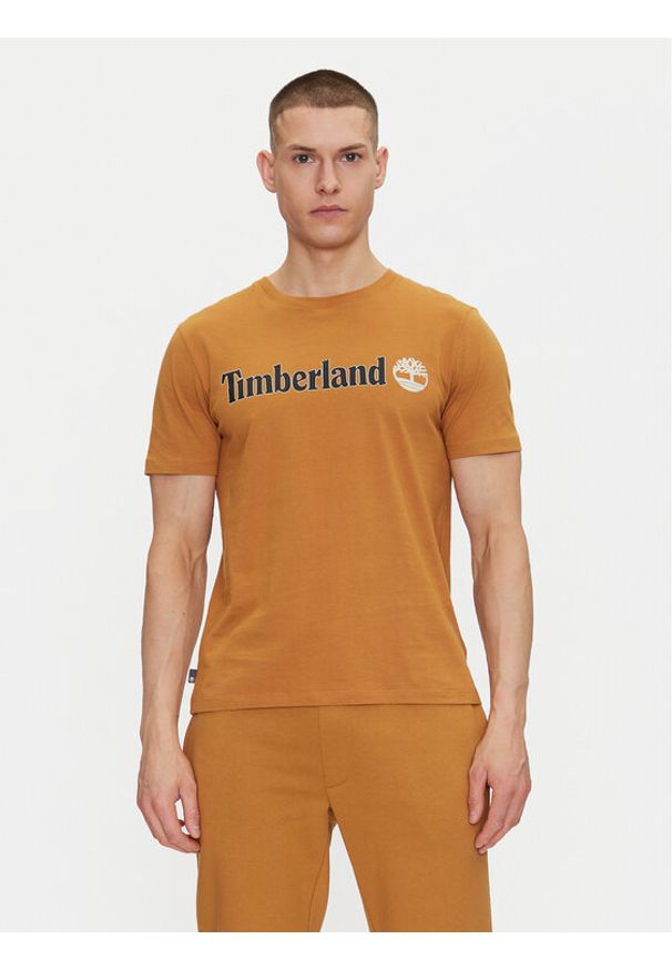 Timberland T-Shirt TB0A5UPQ Beżowy Regular Fit. Kolor: beżowy. Materiał: bawełna