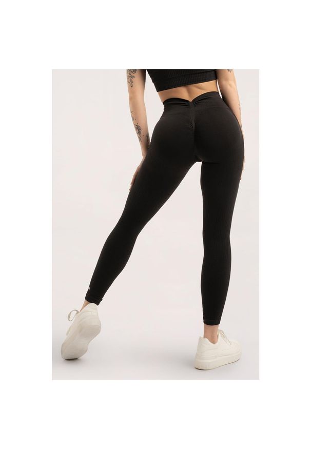 GYM GLAMOUR - Legginsy fitness damskie Gym Glamour deep push up 2.0. Kolor: czarny. Sport: fitness