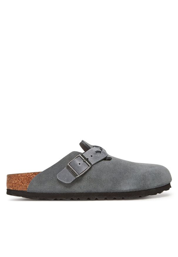 Birkenstock Klapki Boston Braided 1029086 Szary. Kolor: szary. Materiał: zamsz, skóra