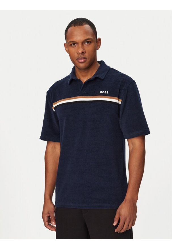 BOSS Polo Iconic 50561186 Granatowy Regular Fit. Typ kołnierza: polo. Kolor: niebieski. Materiał: bawełna