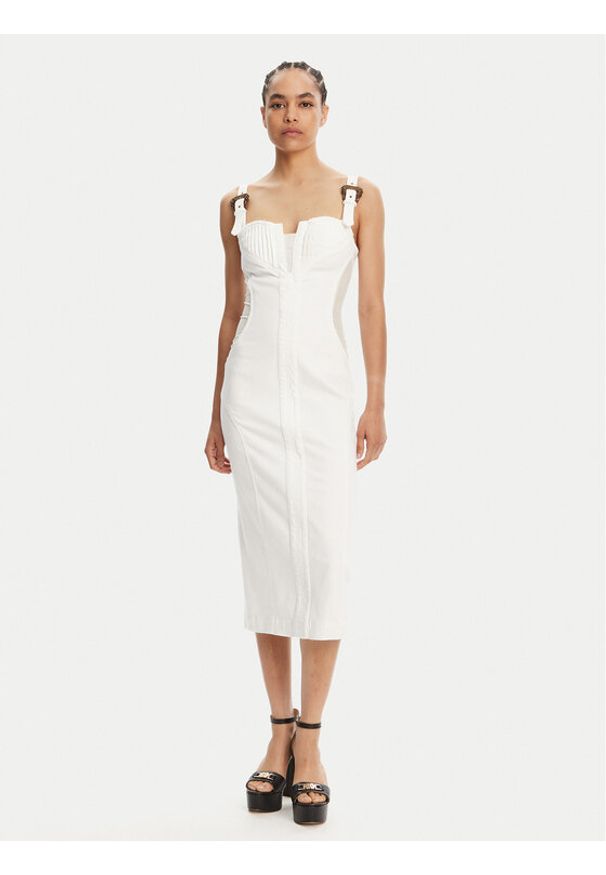 Versace Jeans Couture Sukienka jeansowa 78HAO951 Biały Slim Fit. Kolor: biały. Materiał: bawełna. Styl: wizytowy