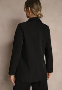 Renee - Czarna Pudełkowa Marynarka z Imitacją Kieszeni Vivisae. Okazja: do pracy, na co dzień. Kolor: czarny. Materiał: jeans. Styl: casual #3