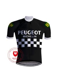 REDTED - Vintage Peugeot Cycling Jersey - Redted - Black. Kolor: czerwony. Materiał: poliester