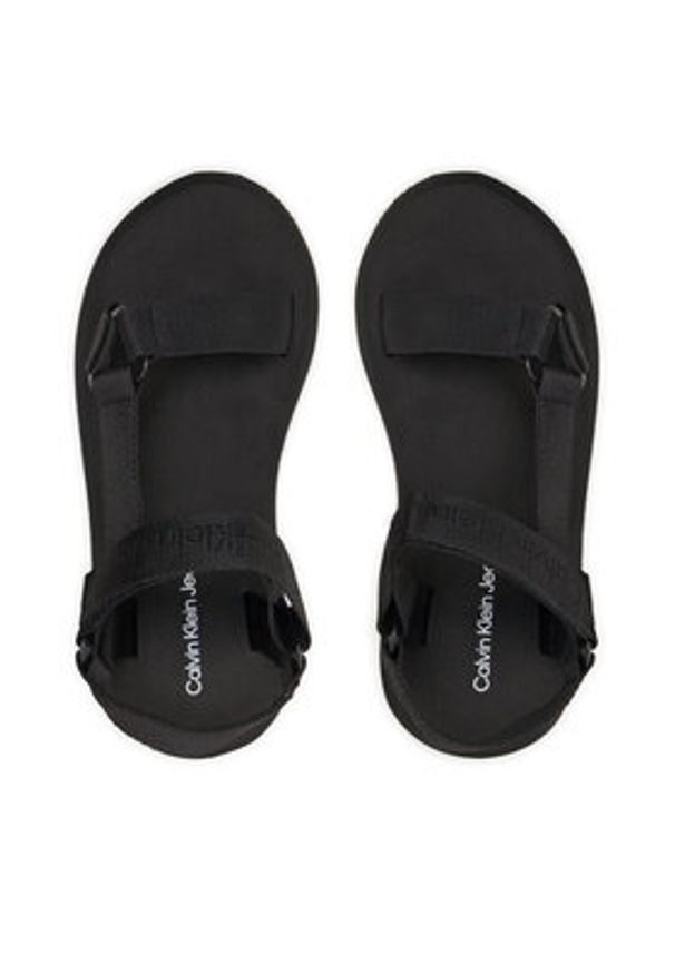 Calvin Klein Jeans Sandały Sandal Velcro Webbing In Mtl YW0YW01480 Czarny. Kolor: czarny. Materiał: materiał