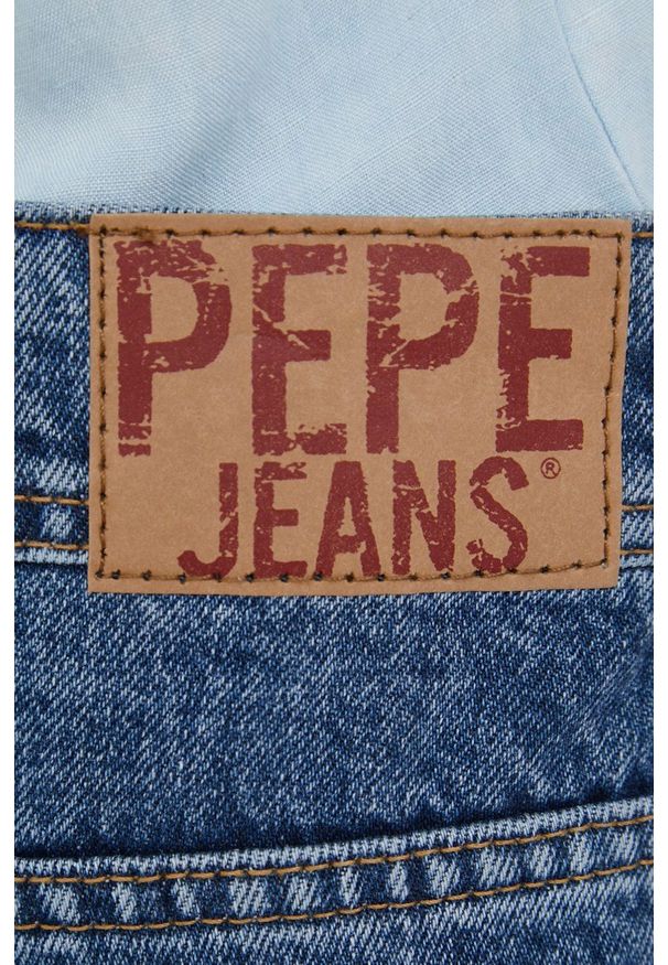 Pepe Jeans szorty jeansowe damskie kolor granatowy medium waist. Okazja: na co dzień. Kolor: niebieski. Materiał: denim. Styl: casual