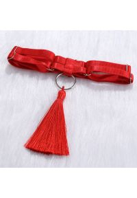 Intica - Bodycon komplet bielizny z koronkowym wykończeniem na wyjątkowe okazje Dodi. Kolor: czerwony. Materiał: koronka. Wzór: paski #4