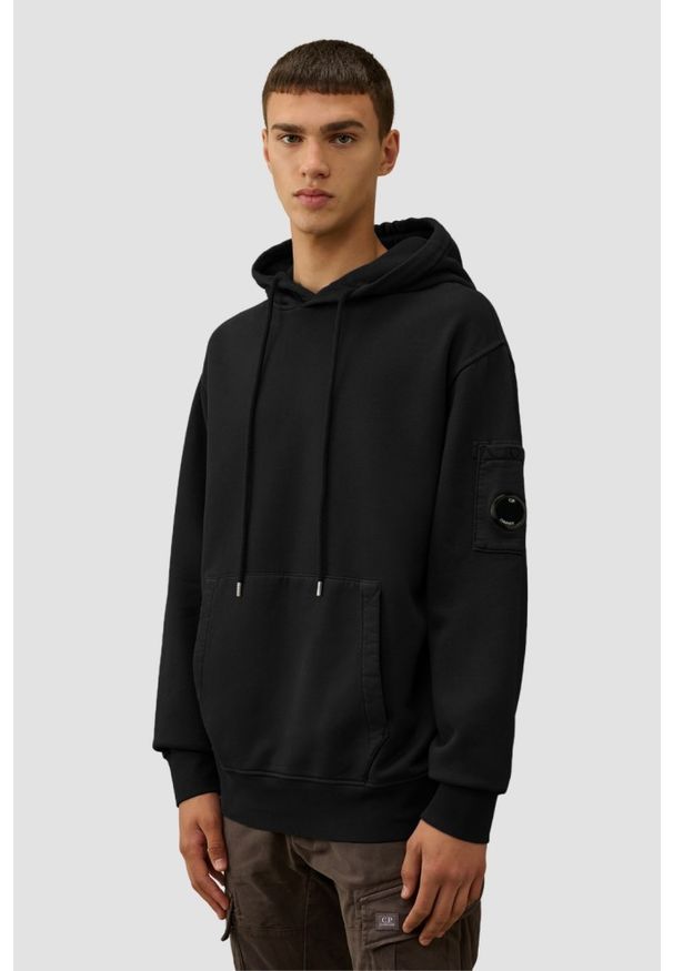 C.P. Company - C.P. COMPANY Czarna bluza męska Sweat Hooded, Rozmiar L. Okazja: na co dzień. Kolor: czarny. Materiał: bawełna. Styl: casual