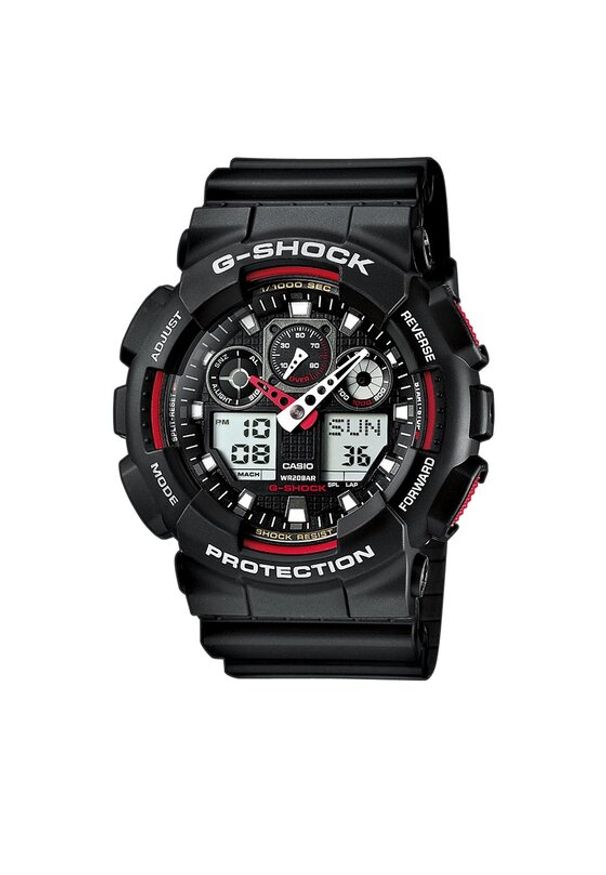 G-Shock Zegarek GA-100-1A4ER Czarny. Kolor: czarny. Materiał: syntetyk