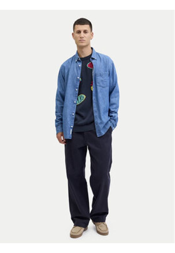 Jack & Jones Sweter Holiday 12287994 Granatowy Relaxed Fit. Kolor: niebieski. Materiał: bawełna