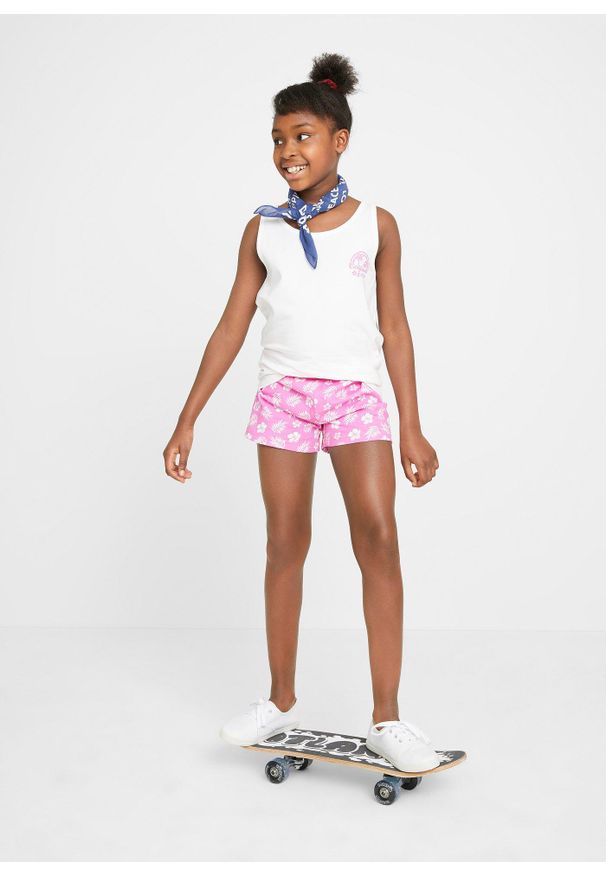 bonprix - Krótkie spodenki dżersejowe z czystej bawełny organicznej (2 pary). Okazja: na co dzień. Kolor: biały. Materiał: jersey, bawełna. Długość: krótkie. Wzór: gładki. Styl: casual