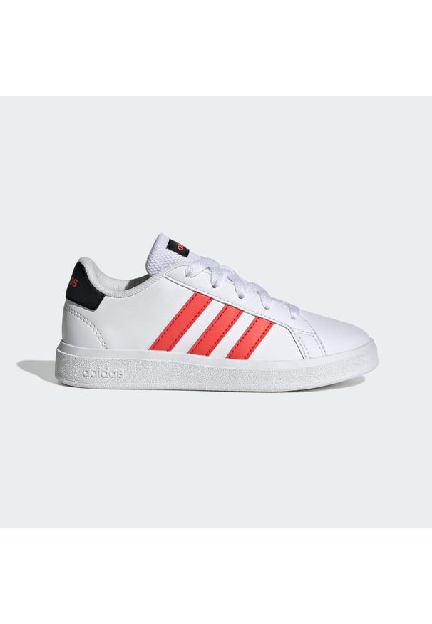 Adidas - Buty Grand Court Lifestyle Tennis Lace-Up. Kolor: czarny, różowy, biały, wielokolorowy. Materiał: materiał. Sport: turystyka piesza
