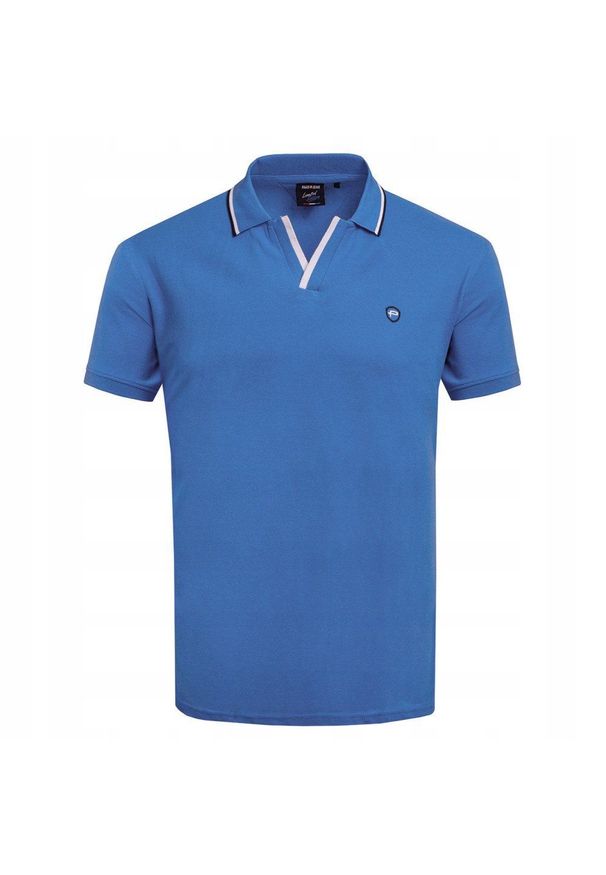 Koszulka Polo - Męska - Pako Jeans - Niebieska, Dekolt Bez Guzików. Okazja: na co dzień. Typ kołnierza: polo. Kolor: niebieski. Materiał: bawełna. Styl: casual