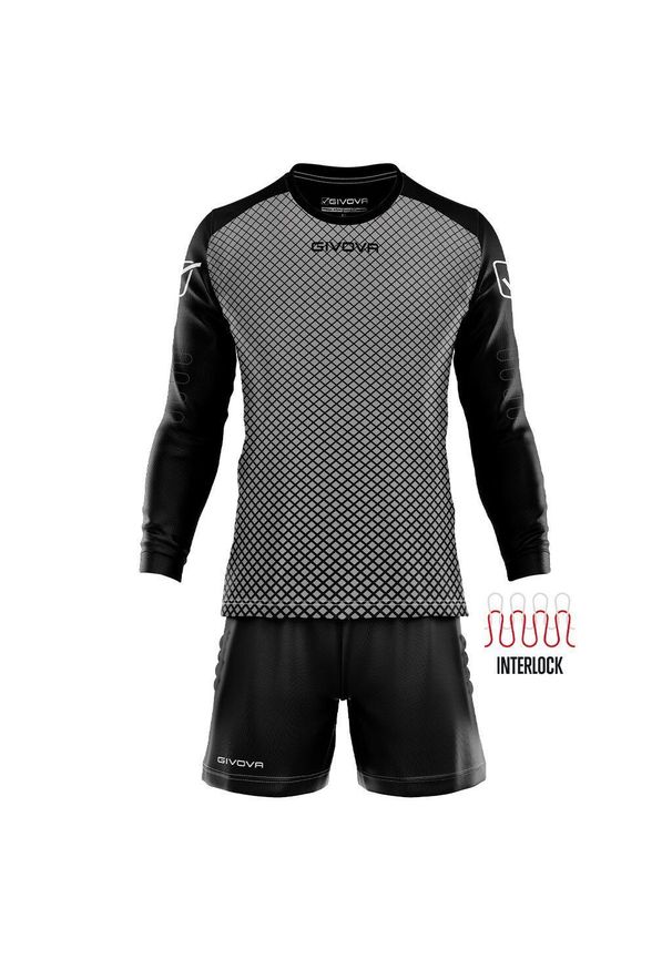 Dziecięcy zestaw koszulki i spodenek bramkarskich z długim rękawem Givova Manche. Kolor: wielokolorowy, szary, czarny. Materiał: dresówka. Długość: długie. Styl: sportowy