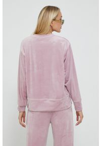 Fila bluza damska kolor różowy gładka. Kolor: różowy. Materiał: welur. Długość rękawa: długi rękaw. Długość: długie. Wzór: gładki #6