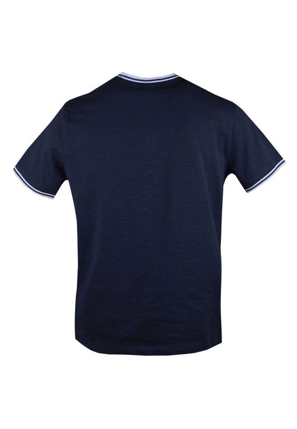 Męski T-Shirt, Dekolt z Guzikami - Pako Jeans - Kolor Granatowy. Okazja: na co dzień. Kolor: niebieski. Materiał: bawełna. Styl: casual