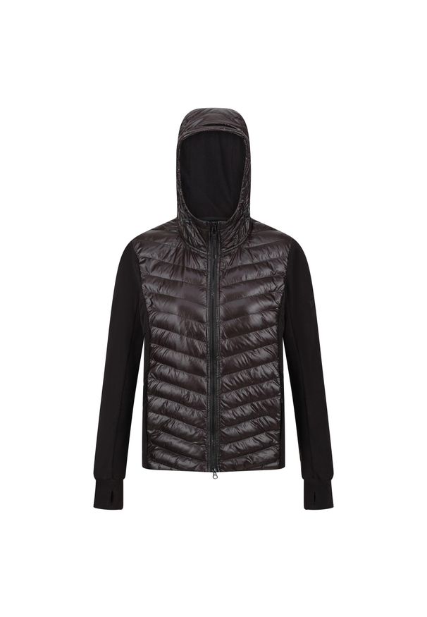 Kurtka turystyczna damska Kelton Regatta pikowana z kapturem. Typ kołnierza: kaptur. Kolor: czarny. Materiał: puch. Sport: turystyka piesza