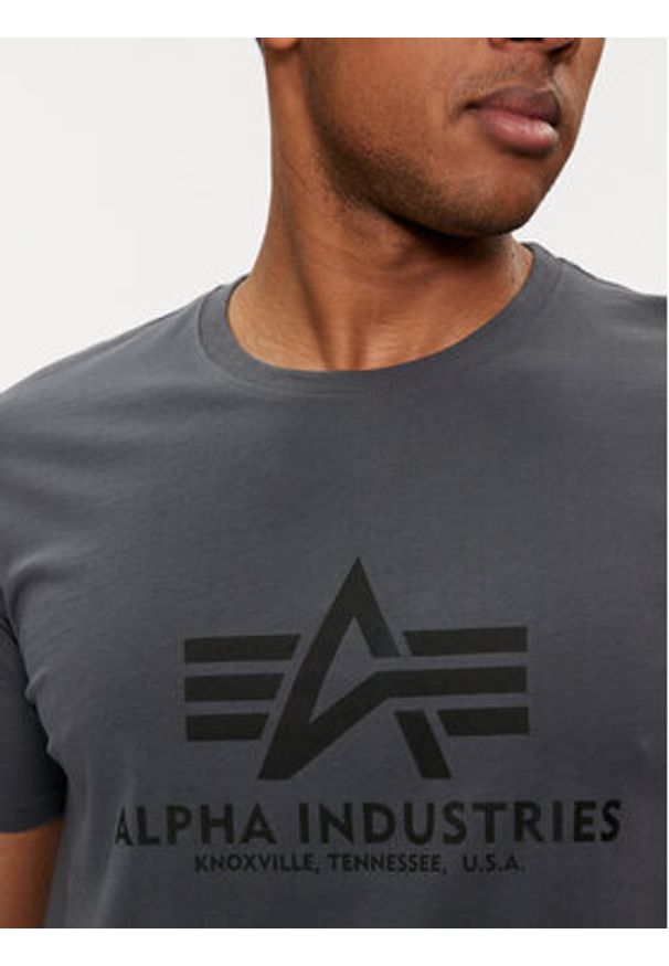 Alpha Industries T-Shirt Basic 100501 Szary Regular Fit. Kolor: czarny. Materiał: bawełna